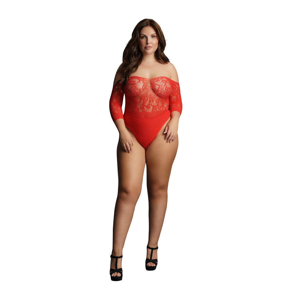 Le Desir Crotchless Rhinestone Teddy - Red UK 14-20
