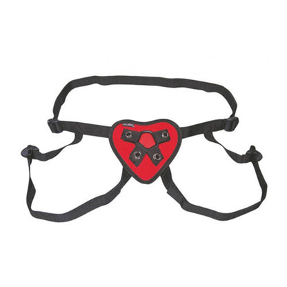 Lux Fetish Red Heart Strap On Harness - Fully Adjustable 4-Way 60" 2 Rubber Rings
