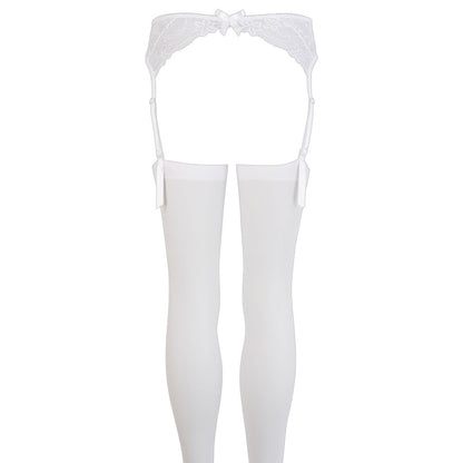 White Lace Suspender Belt and Stockings Set - Pure Seduction
