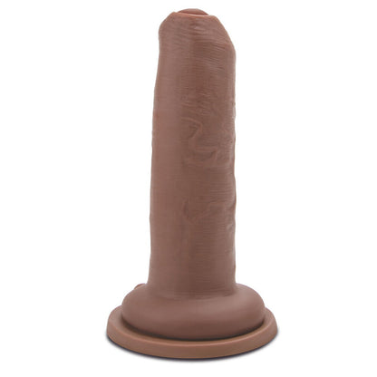 Me You Us Uncut Ultra Cock 6" Dildo Flesh Brown - Removable Foreskin Suction Cup Harness