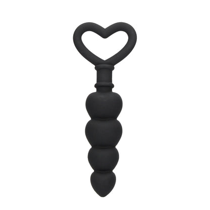 Ouch Silicone Anal Love Beads Black 6" - 100% Silicone Soft Wonderful Climax Chain