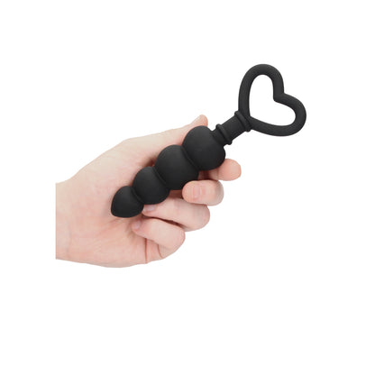 Ouch Silicone Anal Love Beads Black 6" - 100% Silicone Soft Wonderful Climax Chain