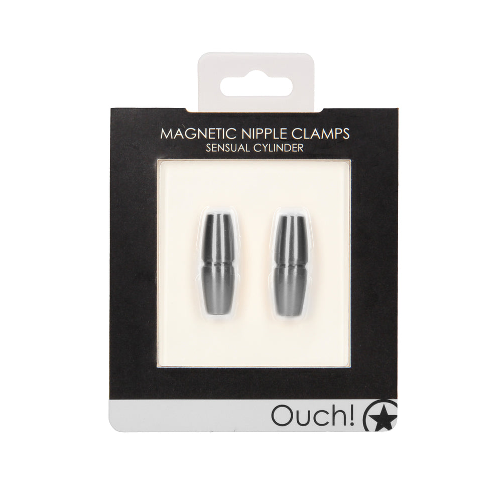 Ouch Magnetic Sensual Cylinder Nipple Clamps 1.5" Grey - Temperature Play