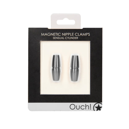 Ouch Magnetic Sensual Cylinder Nipple Clamps 1.5" Grey - Temperature Play