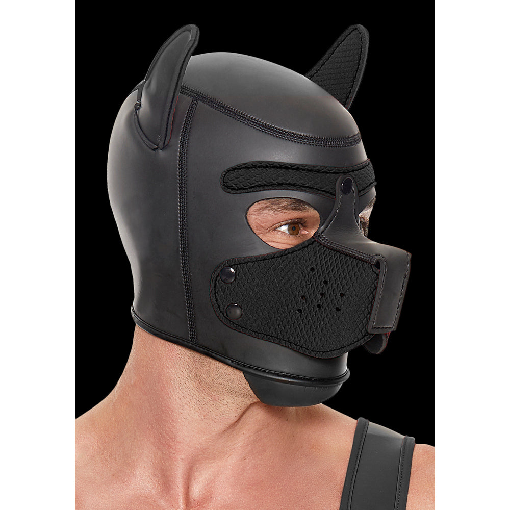 Neoprene Puppy Mask Puppy Play Black - Detachable Muzzle Obedience Devotion