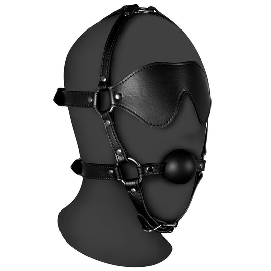 Ouch Xtreme Blindfolded Harness With Solid Ball Gag - Sensory Deprivation