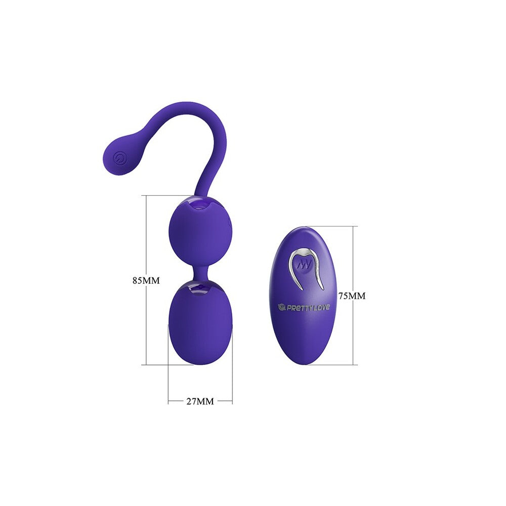 Pretty Love Willie Youth Kegel Balls Purple - 12 Vibration Remote Control USB
