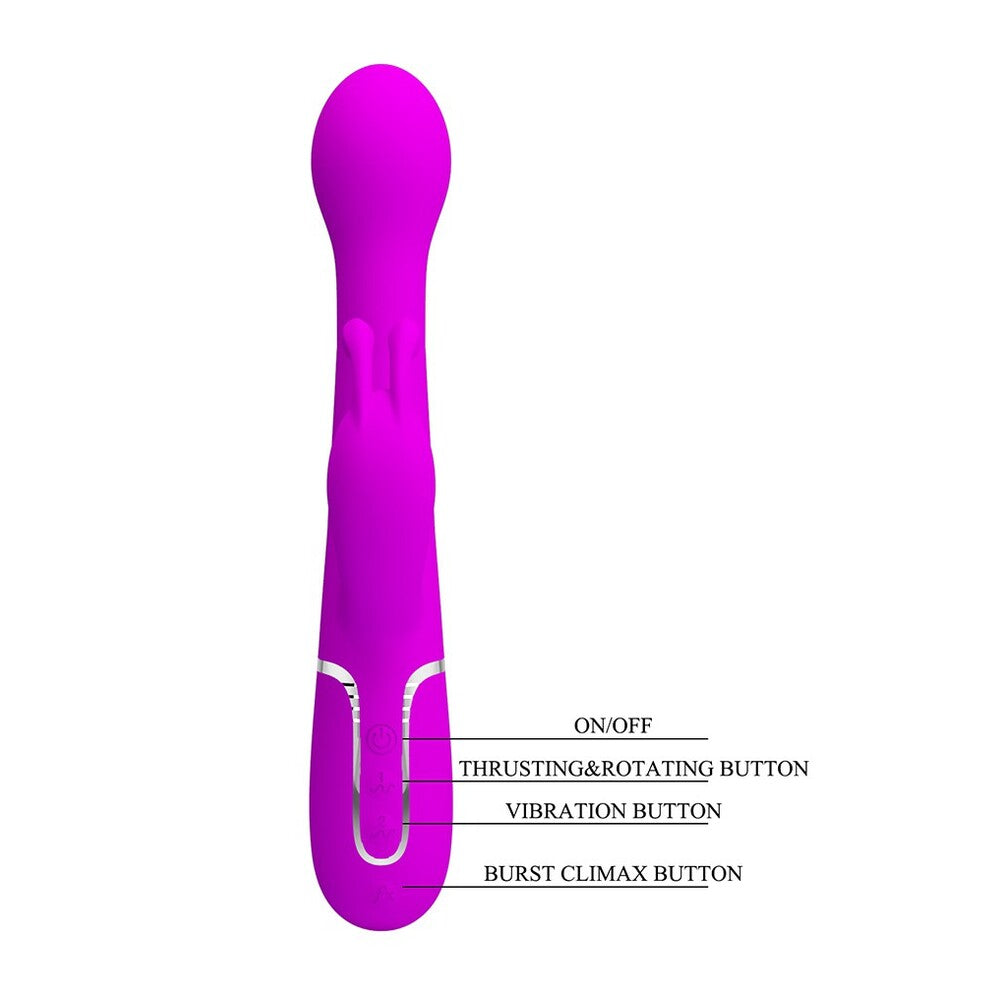 Pretty Love Dejon Rabbit Vibrator 8.90" - Thrusting Rotating Purple Bunny
