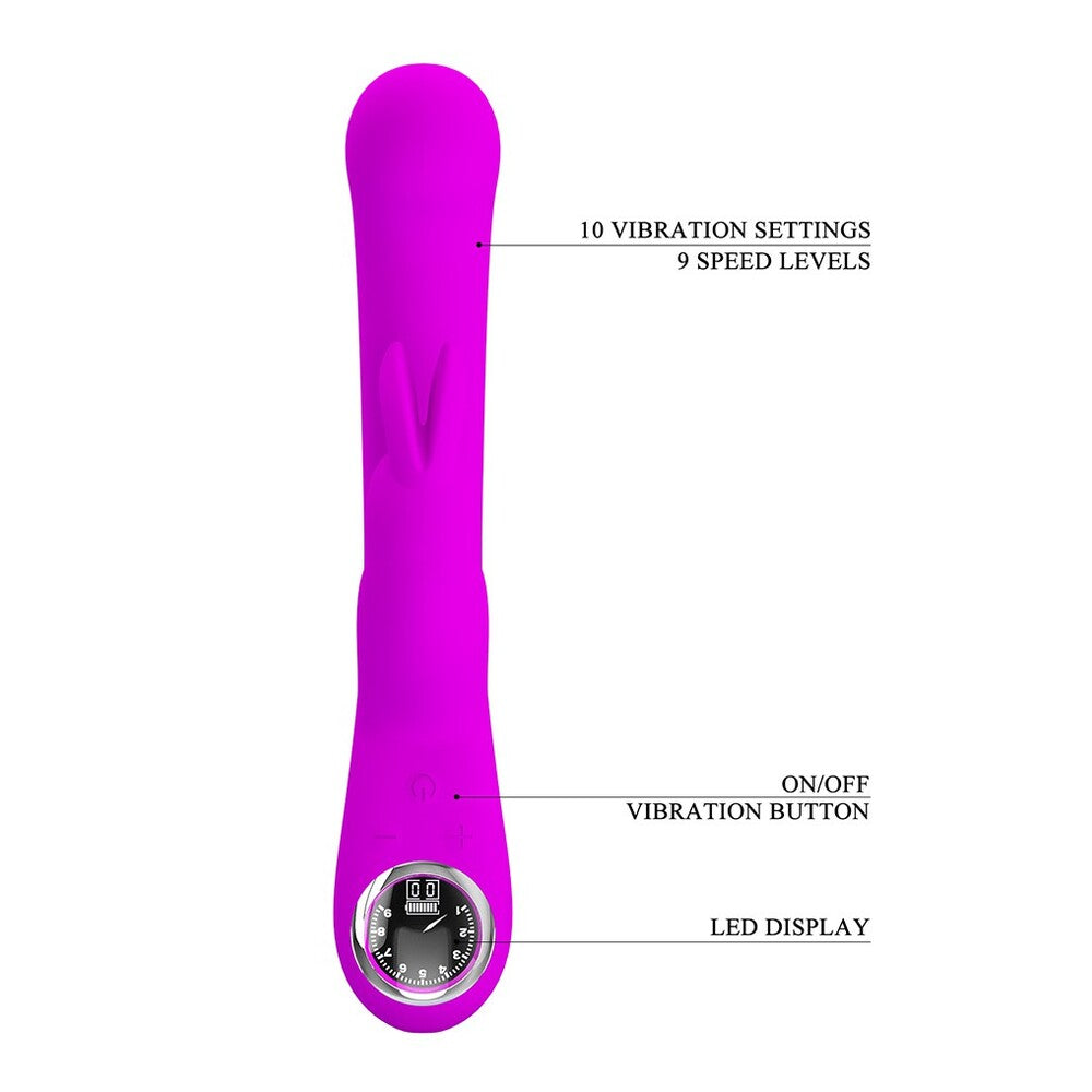 Pretty Love Lamar LED Rabbit Vibrator 8.66" - Purple Digital Display Bunny
