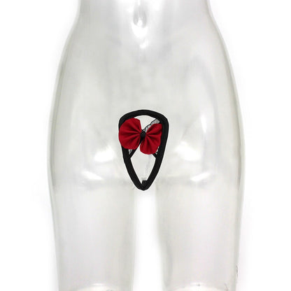 Amorable Black & Red Strapless C-String with Bow - Invisible Passion Lingerie