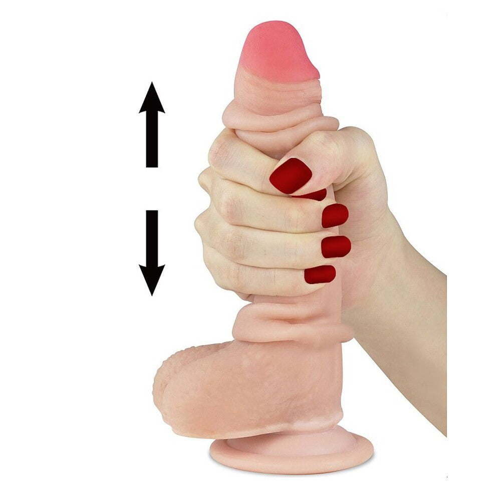 Lovetoy Sliding Skin Dildo 6.8" Flesh Pink - Dual-Layer Realistic TPE
