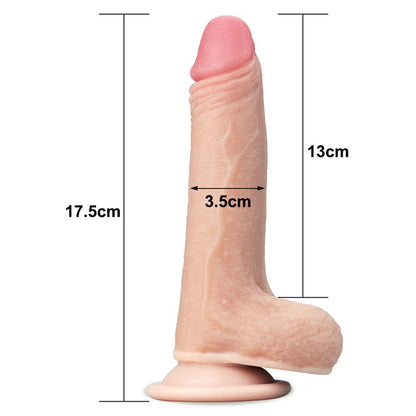 Lovetoy Sliding Skin Dildo 6.8" Flesh Pink - Dual-Layer Realistic TPE