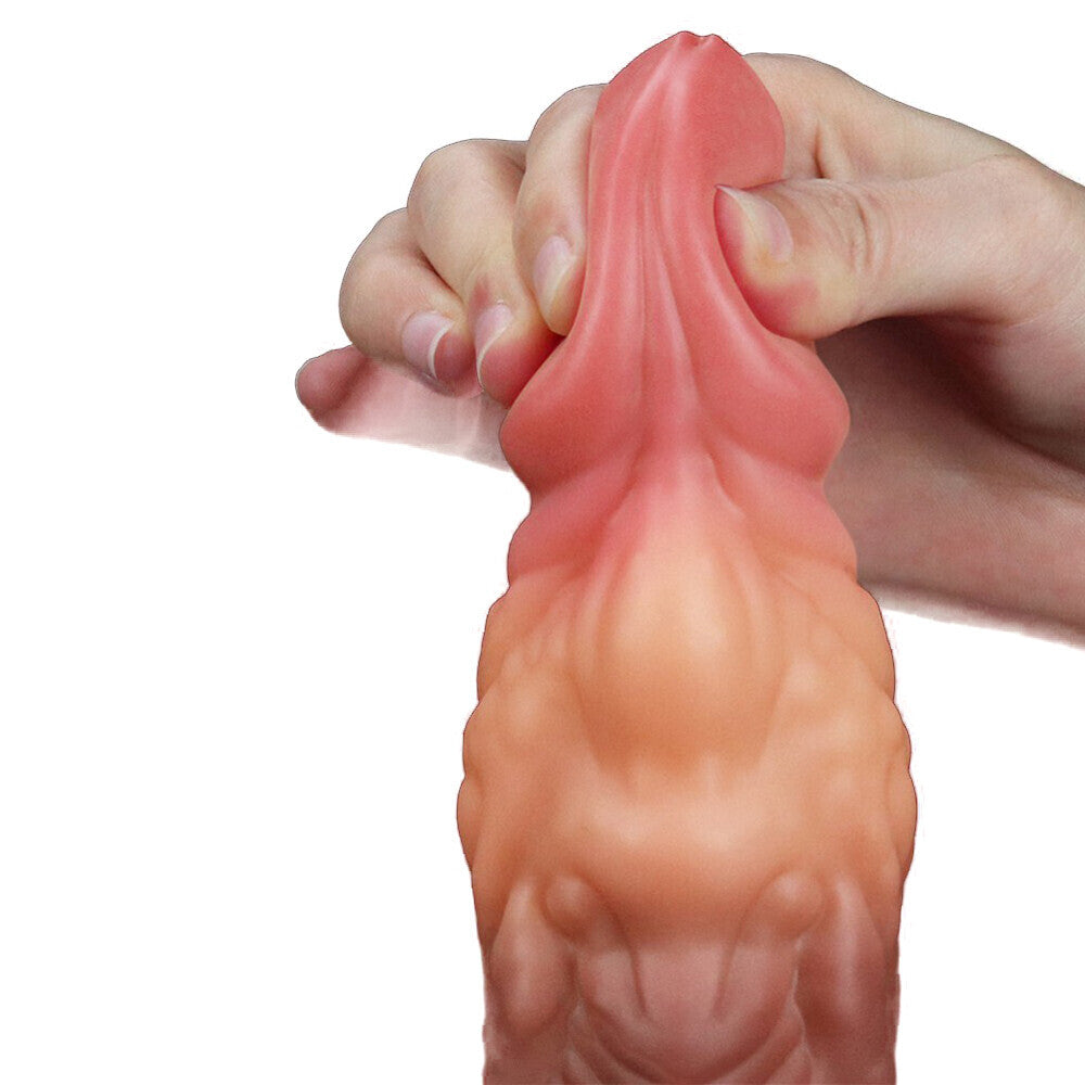 Lovetoy 7 Inch Dual Layered Silicone Cock Flesh Pink - Suction Base Veined Realistic