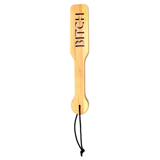 Wooden Bitch Paddle 12.5" Brown - Hard Spanking Smooth Finish Leaves Imprint