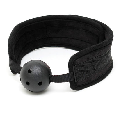 Black Padded Mouth Gag With Breathable Ball 45mm - Velcro Fastening Comfort