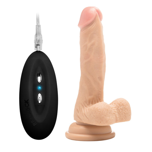 RealRock Vibrating Realistic Cock With Scrotum – 7 Inch