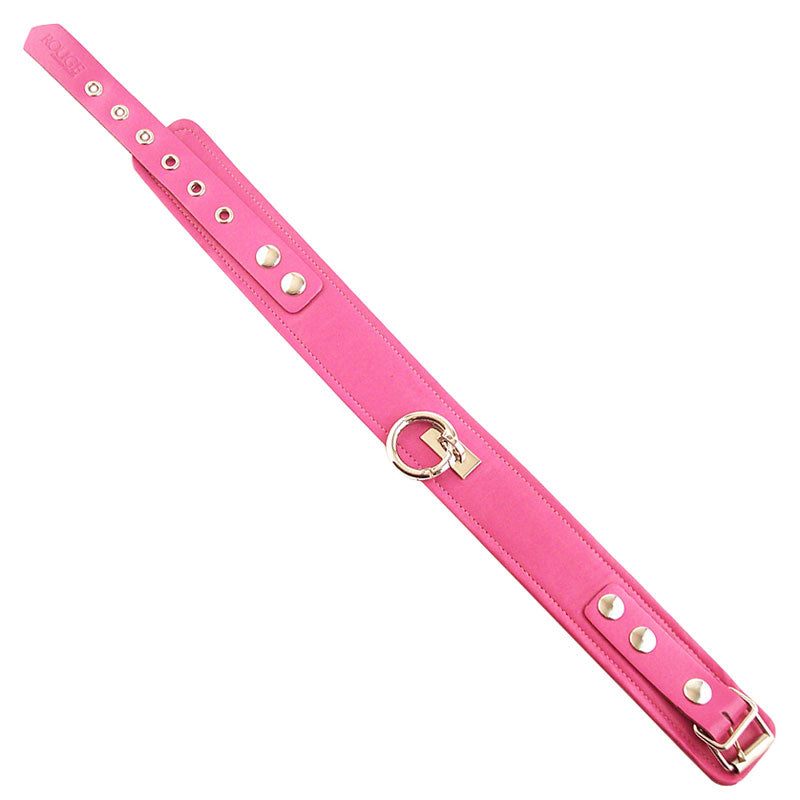 Rouge Plain Pink Leather Collar 17.75" - Heart Classic
