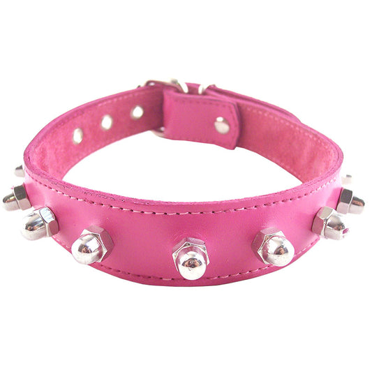 Rouge Pink Nut Collar 19" - Heart Studded