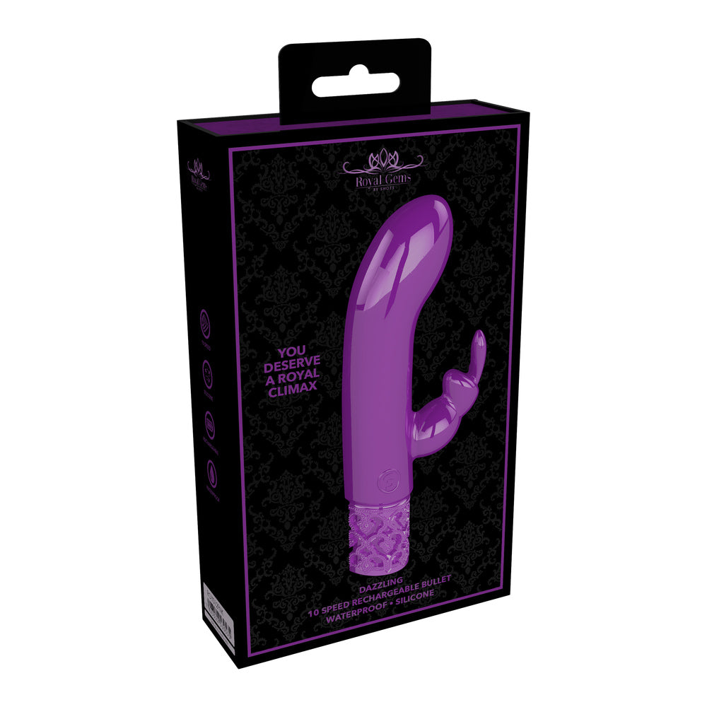 Royal Gems Dazzling Rabbit Bullet 4.5" - Mini Purple Rechargeable Bunny