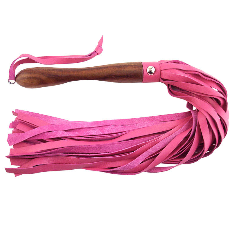 Rouge Wooden Handle Pink Flogger 23" - Heart Artisan