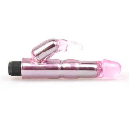 Waves Of Pleasure Crystal Pink Rabbit Vibrator 8.5" - Waterproof Dual Motor