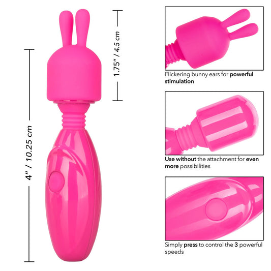 Tiny Teasers Rechargeable Bunny Vibrator 5" - Travel-Size Pink Wand