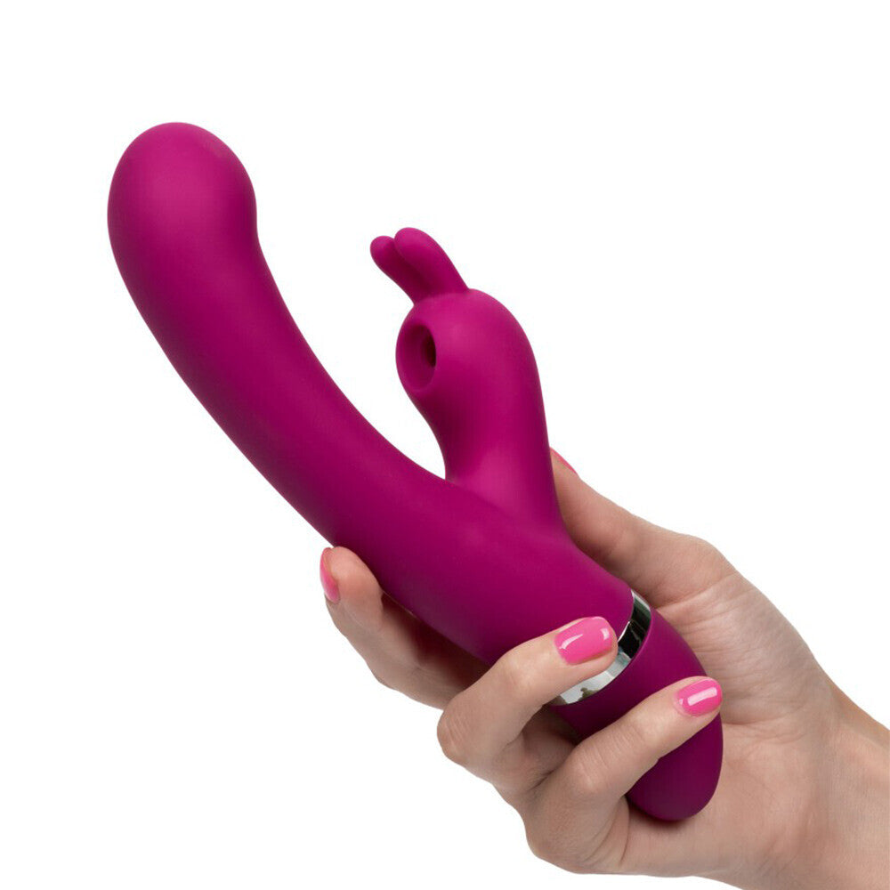 Foreplay Frenzy Bunny Kisser Vibrator 8" - Suction & Vibration Pink Rabbit