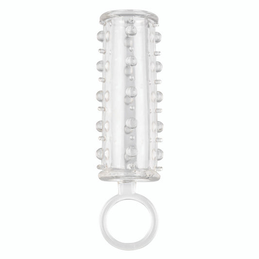 Girth and Length Sensation Enhancer Clear - Super Tight Beaded Shaft Scrotum Strap Phthalate-Free