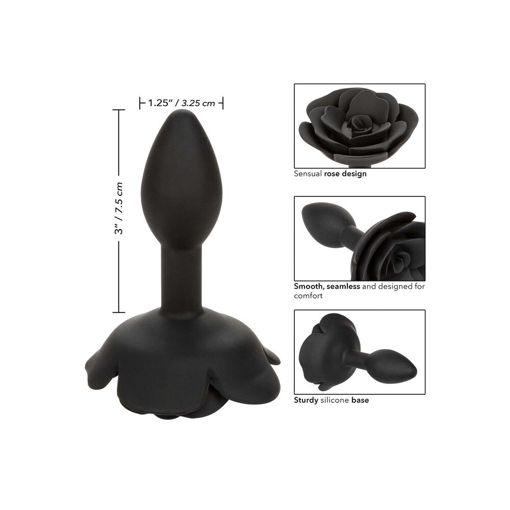 CalExotics Forbidden Small Rose Anal Plug 3 Inches Black - Petite Devotion