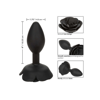 CalExotics Forbidden Large Rose Anal Plug 4 Inches Black - Elegant Devotion