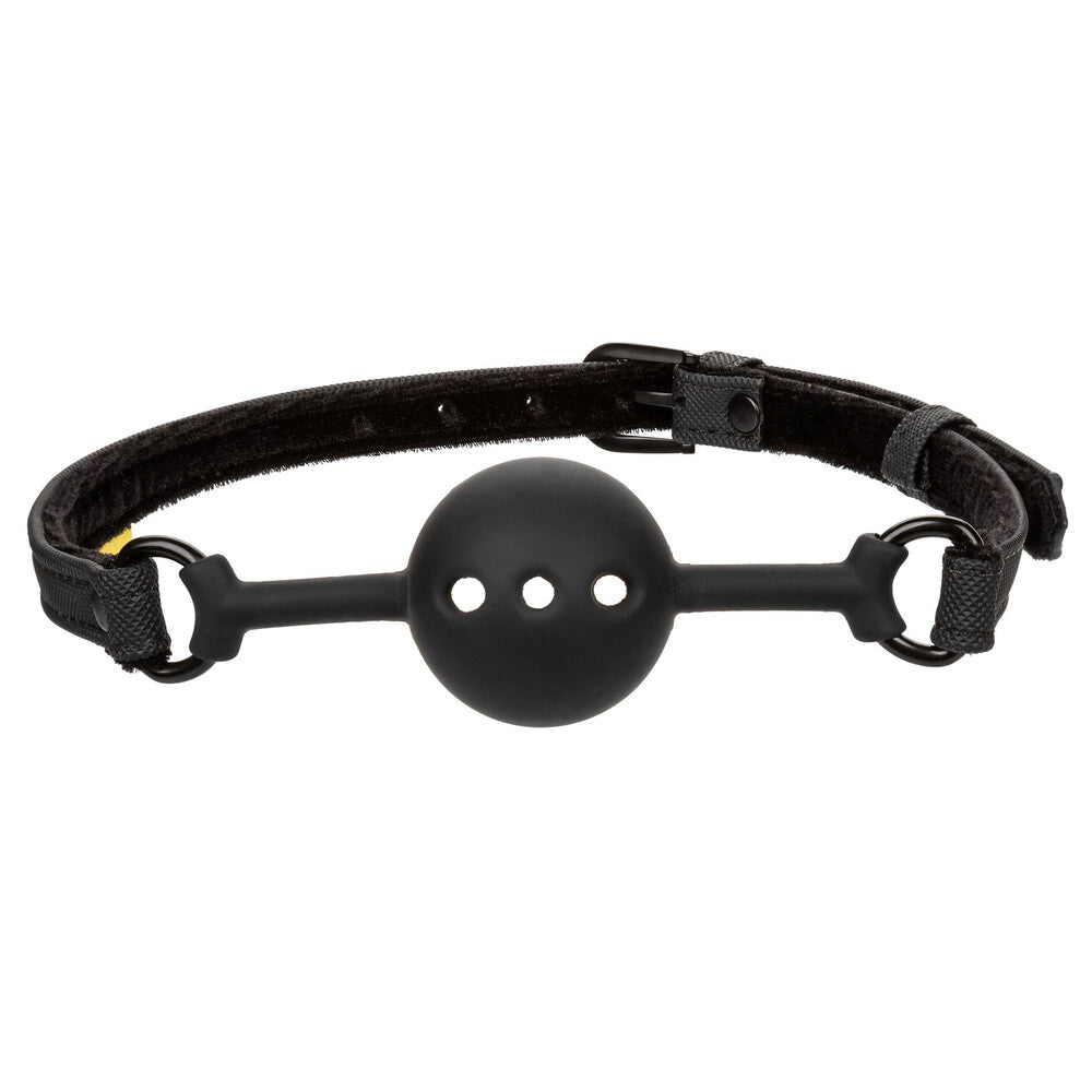 Boundless Breathable Ball Gag Black - Silicone Vegan Leather Devotion