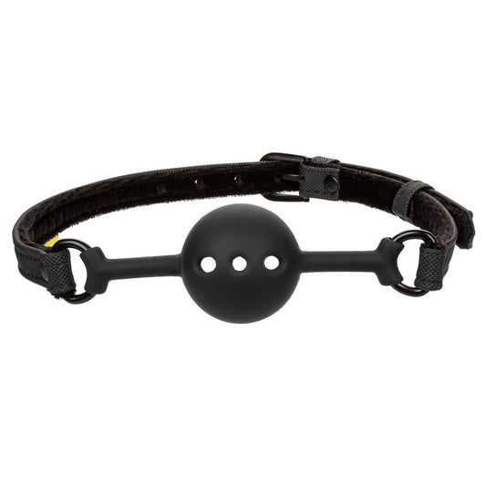 Boundless Breathable Ball Gag Black - Silicone Vegan Leather Devotion