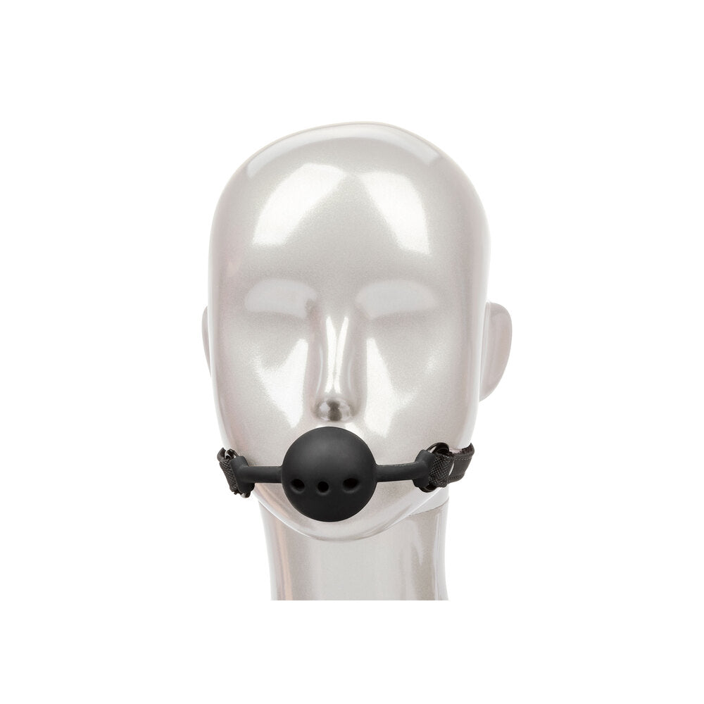 Boundless Breathable Ball Gag Black - Silicone Vegan Leather Devotion