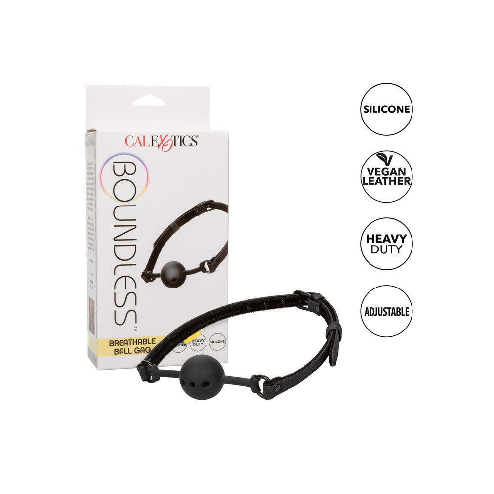 Boundless Breathable Ball Gag Black - Silicone Vegan Leather Devotion