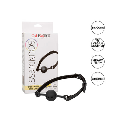 Boundless Breathable Ball Gag Black - Silicone Vegan Leather Devotion