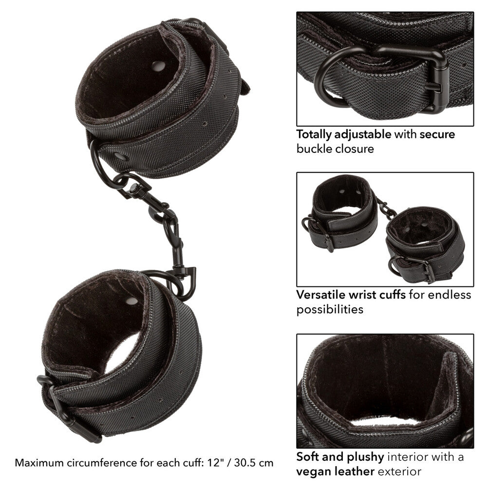 Boundless Wrist Cuffs Black - Fully Flexible Swivel Vegan Leather Double Padded