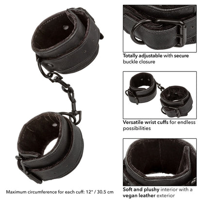 Boundless Wrist Cuffs Black - Fully Flexible Swivel Vegan Leather Double Padded