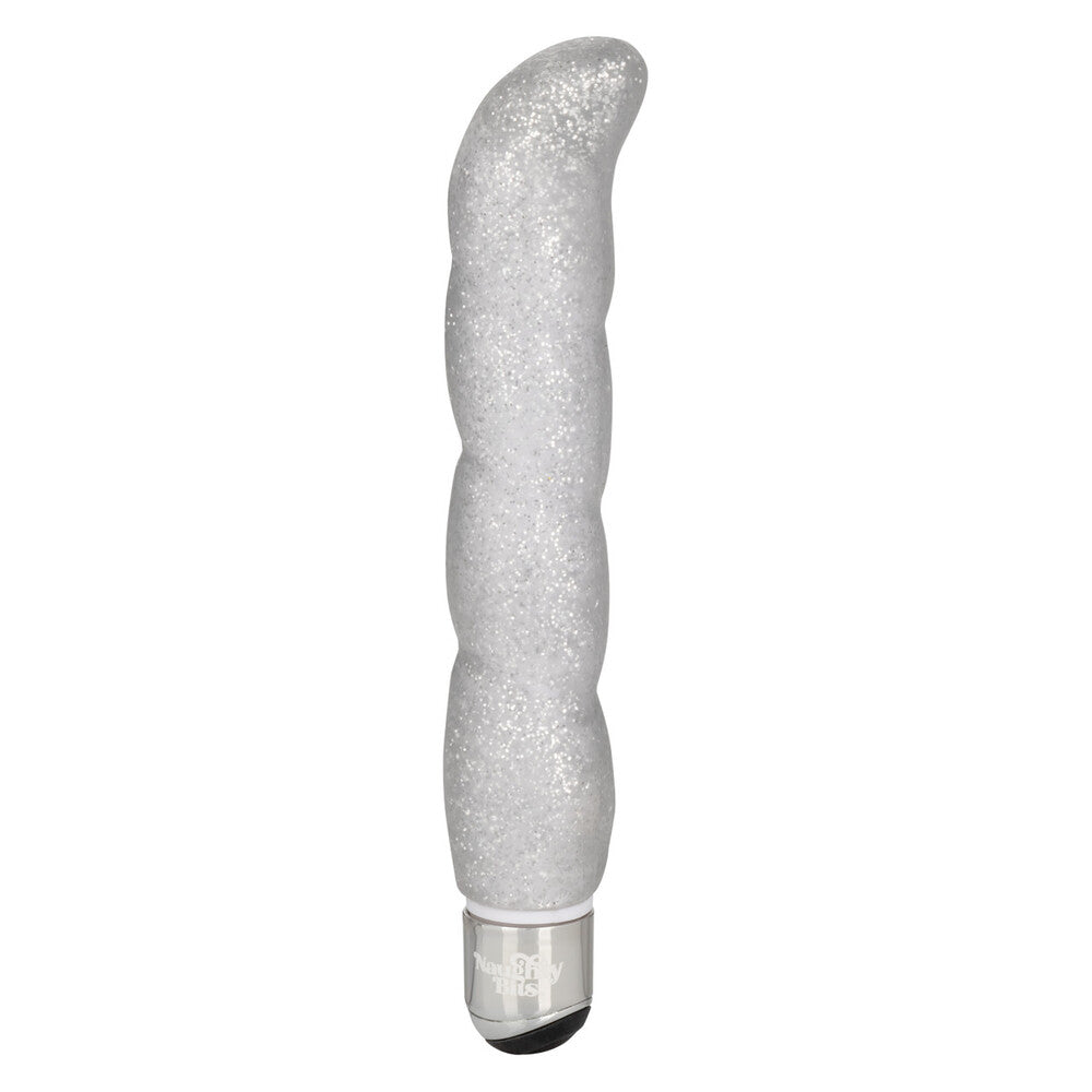 Naughty Bits Screwnicorn Majestic GSpot Vibrator 5.25" Silver - 10 Functions Glittery Spiral