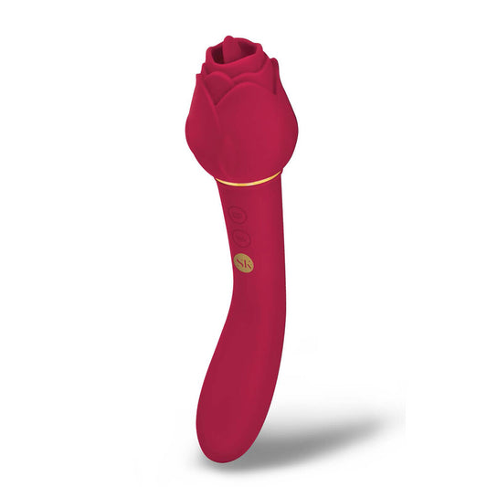 Rosegasm Lingo Dual Ended Vibrator 8 Inches Red - Secret Kisses Tongue Devotion