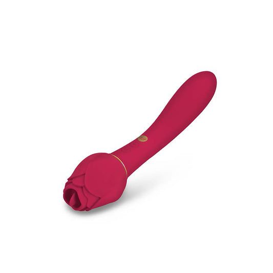 Rosegasm Lingo Dual Ended Vibrator 8 Inches Red - Secret Kisses Tongue Devotion