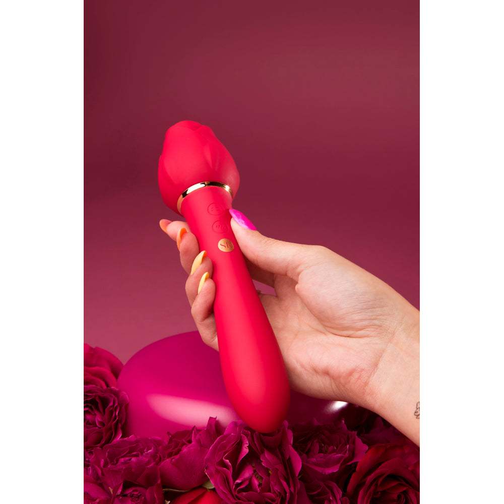 Rosegasm Lingo Dual Ended Vibrator 8 Inches Red - Secret Kisses Tongue Devotion
