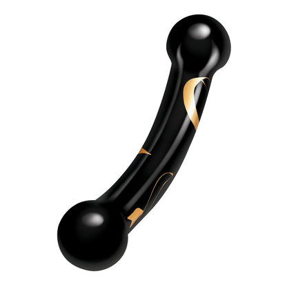 Secret Kisses 5.5 Inch Double Ended Glass Dildo Black - Temperature Play Handblown