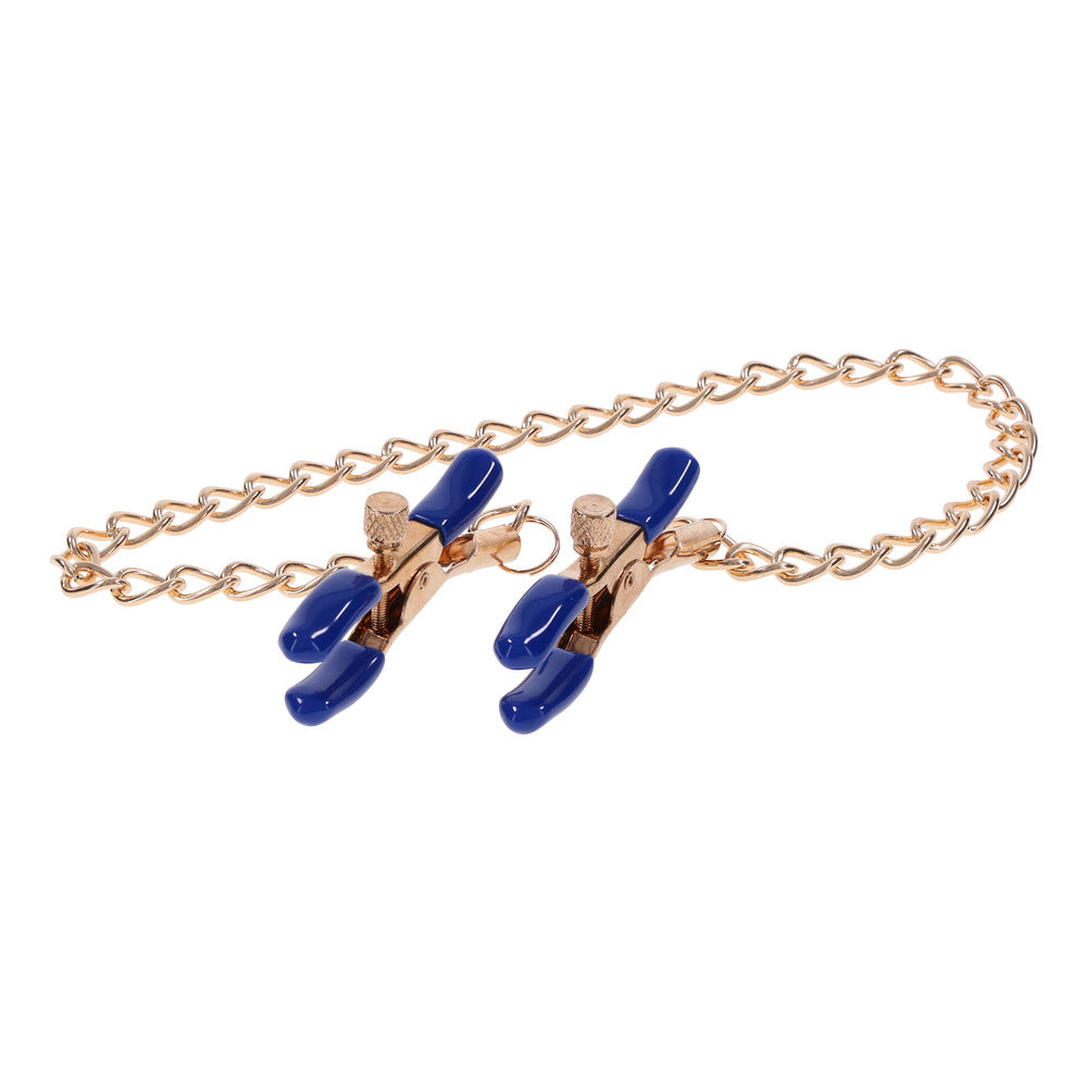 Sportsheets Cougar Chained Nipple Clamps - Adjustable Tweezer Clamps