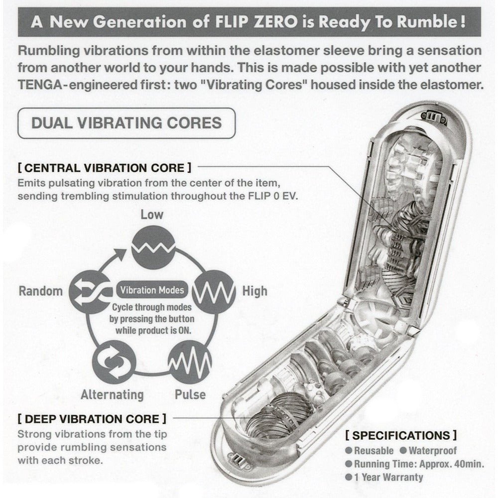 Tenga Flip 0 Zero Vibrating - Openable Rechargeable Masturbator