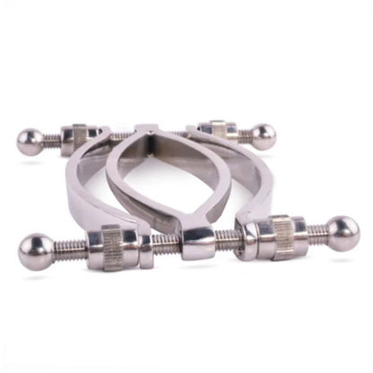 Stainless Steel Pussy Clamp 4.5" Silver - Labia Spread Control Devotion