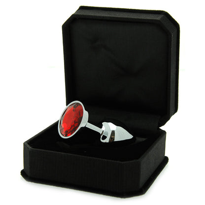 Jewel Butt Plug 3" Silver - Stainless Steel Glass Cut Gemstone 1.1" Diameter