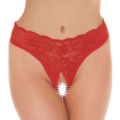 Rimba Red Lace Crotchless G-String - Passionate Access Lingerie