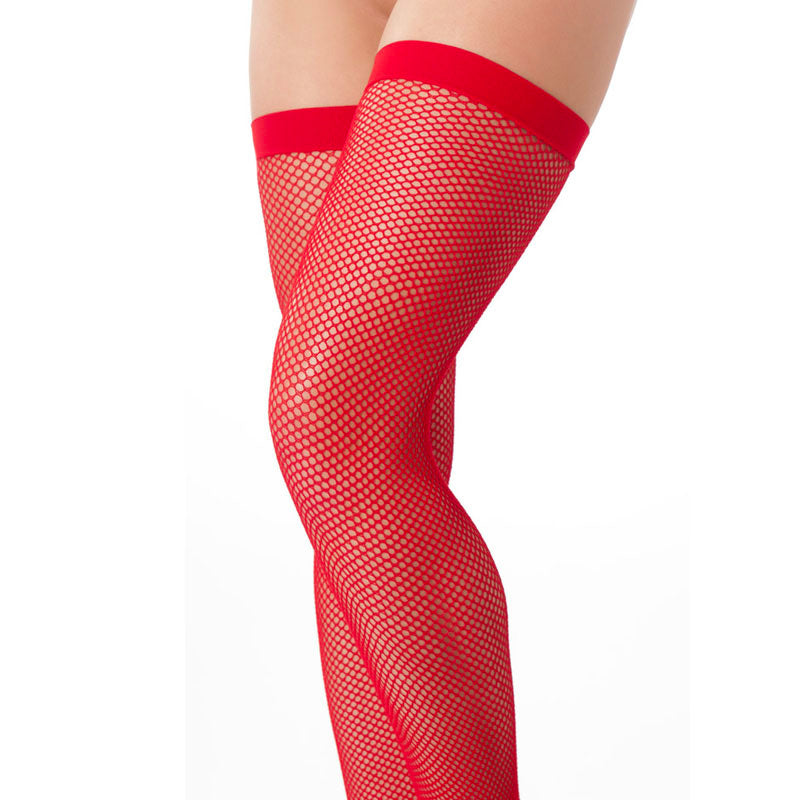 Red Fishnet Stockings - Crimson Fishnet