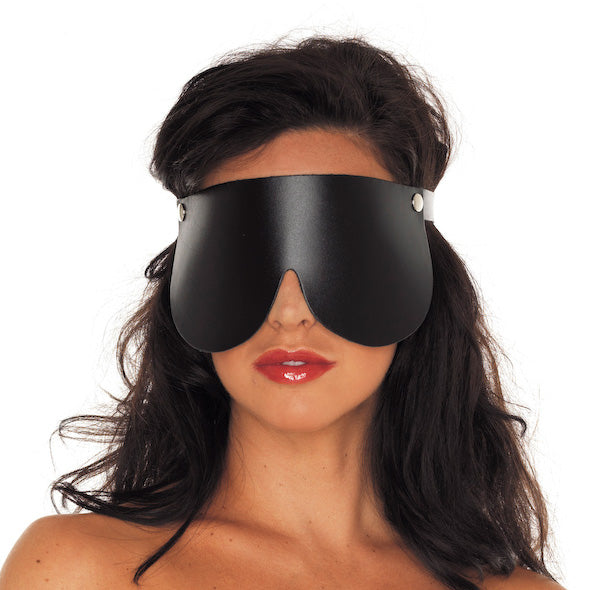 Leather Blindfold Black - Genuine Leather Adjustable Buckles Sensory Deprivation