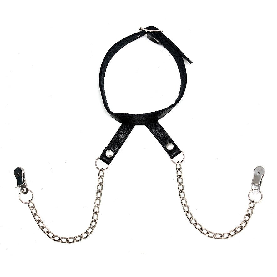 Nipple Clamps With Neck Collar - Collared Devotion